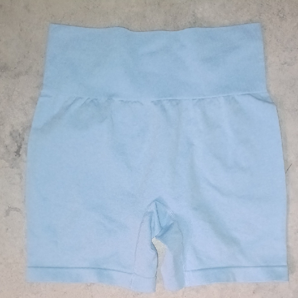 Xersion Blue Bike Shorts High-Waisted Moisture-Wicking